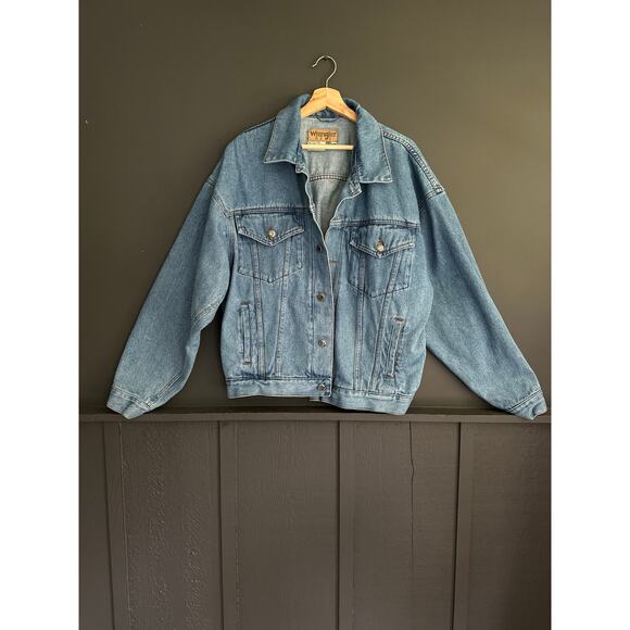 Vintage Wrangler Hero Denim Trucker Jean Jacket Size Large